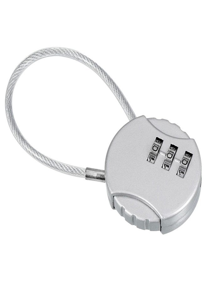 AISBUGUR Travel Combination Lock with Flexible Steel Cable 3 Digit Resettable Password Luggage Bag Suitcase Lock Portable Security Code Lock for Backpack Locker Gym School Briefcase Anti Theft Safety (Silver) - Image 1